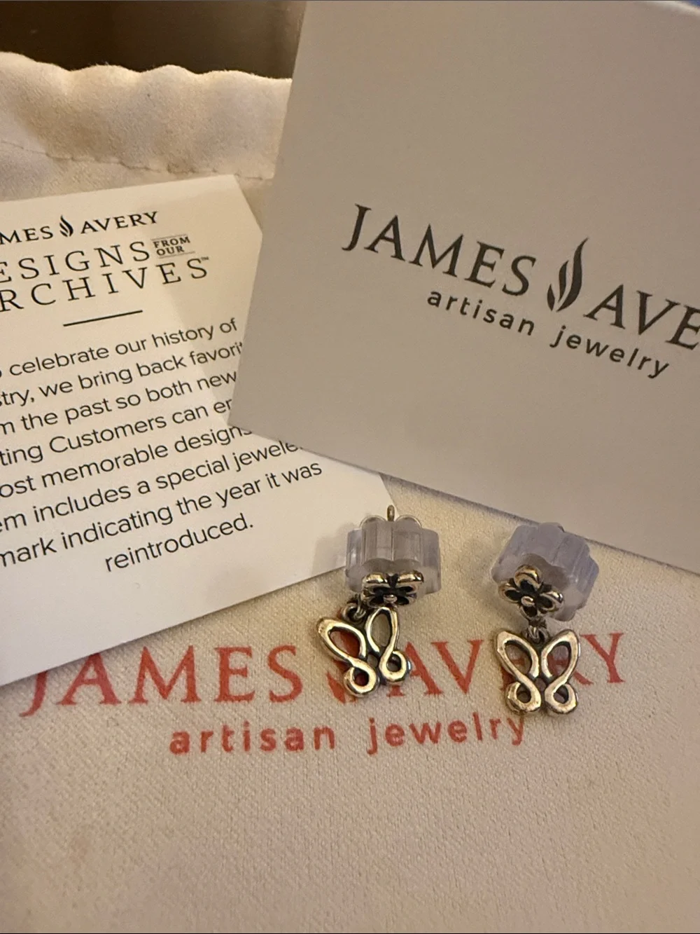 James Avery Sterling Silver Butterfly & Flower Dangle Earrings – Limited Edition